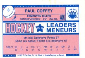 1987-88 O-Pee-Chee Minis #8 Paul Coffey Back
