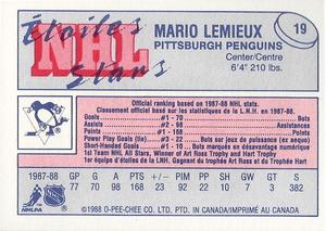 1988-89 O-Pee-Chee Minis #19 Mario Lemieux Back