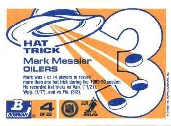 1990-91 Bowman - Hat Tricks #4 Mark Messier Back