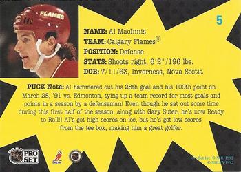 1991-92 Pro Set PUCK #5 Al MacInnis Back