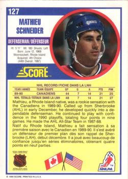1990-91 Score Canadian #127 Mathieu Schneider Back