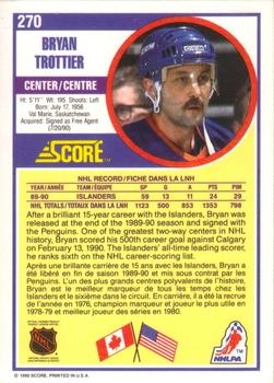 1990-91 Score Canadian #270 Bryan Trottier Back