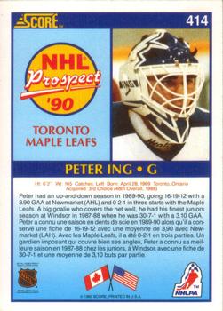 1990-91 Score Canadian #414 Peter Ing Back