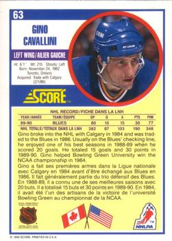 1990-91 Score Canadian #63 Gino Cavallini Back