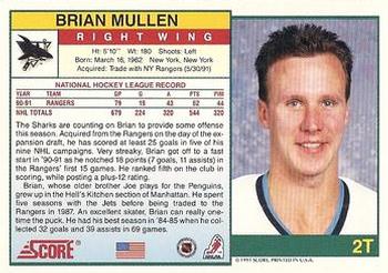 1991-92 Score Rookie and Traded #2T Brian Mullen Back