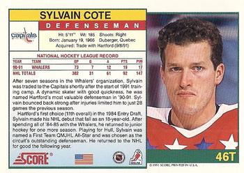 1991-92 Score Rookie and Traded #46T Sylvain Cote Back