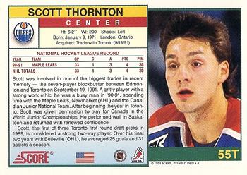 1991-92 Score Rookie and Traded #55T Scott Thornton Back