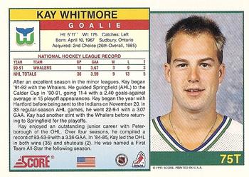 1991-92 Score Rookie and Traded #75T Kay Whitmore Back