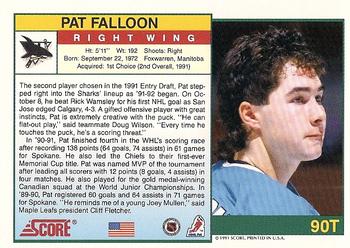 1991-92 Score Rookie and Traded #90T Pat Falloon Back