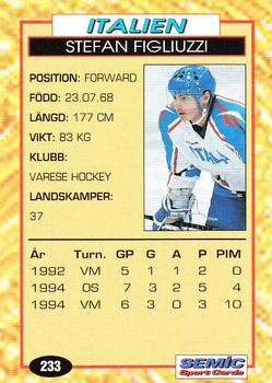1995 Semic Globe VM (Swedish) #233 Stefano Figliuzzi Back