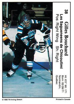 1990-91 7th Inning Sketch QMJHL #38 Gilles Bouchard Back