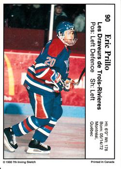 1990-91 7th Inning Sketch QMJHL #90 Eric Prillo Back