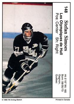 1990-91 7th Inning Sketch QMJHL #148 Stefan Simoes Back