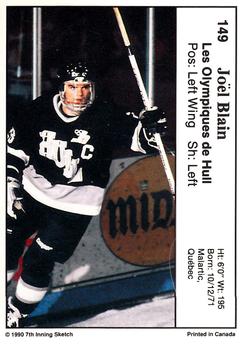 1990-91 7th Inning Sketch QMJHL #149 Joel Blain Back
