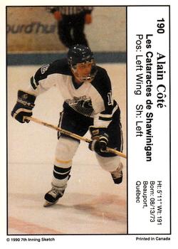 1990-91 7th Inning Sketch QMJHL #190 Alain Cote Back