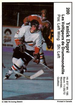 1990-91 7th Inning Sketch QMJHL #200 Yanick Dupre Back