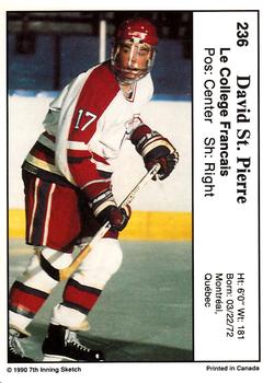 1990-91 7th Inning Sketch QMJHL #236 David St. Pierre Back
