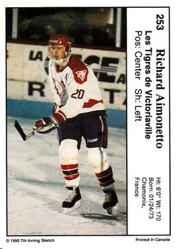 1990-91 7th Inning Sketch QMJHL #253 Richard Aimonetto Back