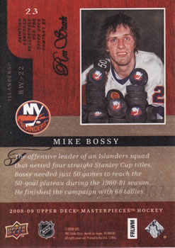2008-09 Upper Deck Masterpieces #23 Mike Bossy Back