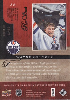2008-09 Upper Deck Masterpieces #38 Wayne Gretzky Back