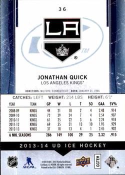 2013-14 SPx - 2013-14 Upper Deck Ice #36 Jonathan Quick Back