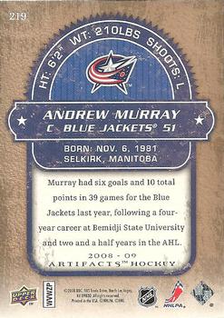 2008-09 Upper Deck Artifacts #219 Andrew Murray Back