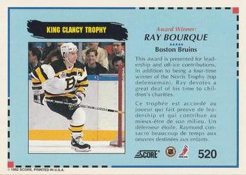 1992-93 Score Canadian #520 Ray Bourque Back