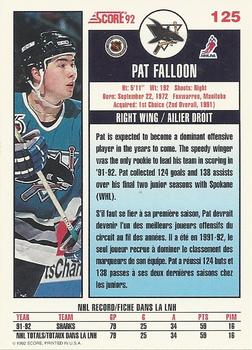 1992-93 Score Canadian #125 Pat Falloon Back
