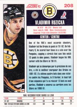 1992-93 Score Canadian #208 Vladimir Ruzicka Back
