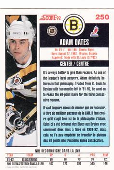 1992-93 Score Canadian #250 Adam Oates Back