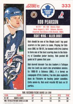 1992-93 Score Canadian #333 Rob Pearson Back