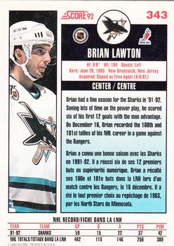 1992-93 Score Canadian #343 Brian Lawton Back