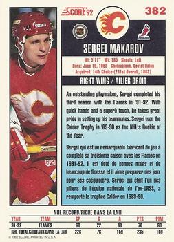 1992-93 Score Canadian #382 Sergei Makarov Back