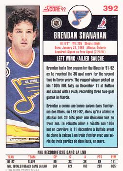 1992-93 Score Canadian #392 Brendan Shanahan Back