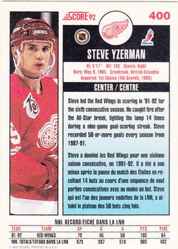 1992-93 Score Canadian #400 Steve Yzerman Back