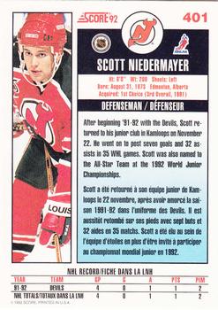 1992-93 Score Canadian #401 Scott Niedermayer Back