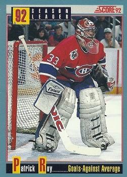 1992-93 Score Canadian #418 Patrick Roy Front