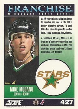 1992-93 Score Canadian #427 Mike Modano Back