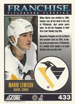 1992-93 Score Canadian #433 Mario Lemieux Back