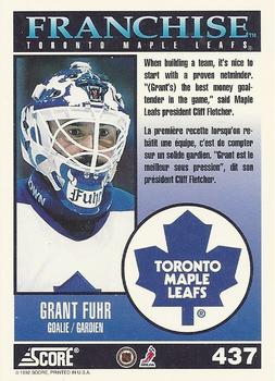 1992-93 Score Canadian #437 Grant Fuhr Back