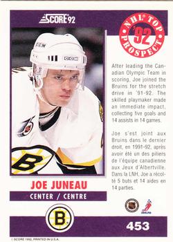 1992-93 Score Canadian #453 Joe Juneau Back