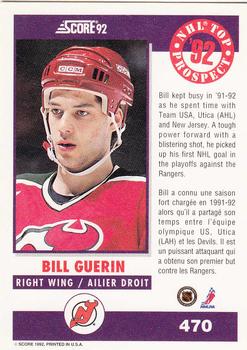 1992-93 Score Canadian #470 Bill Guerin Back