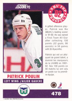 1992-93 Score Canadian #478 Patrick Poulin Back