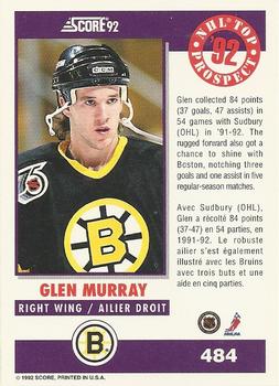 1992-93 Score Canadian #484 Glen Murray Back