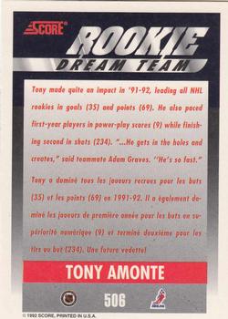 1992-93 Score Canadian #506 Tony Amonte Back