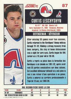 1992-93 Score Canadian #87 Curtis Leschyshyn Back