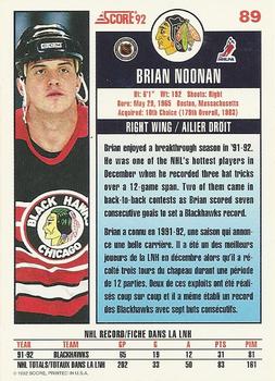 1992-93 Score Canadian #89 Brian Noonan Back