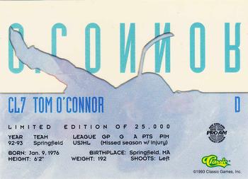 1993 Classic '93 Hockey Draft - Class of '94 #CL7 Tom O'Connor Back