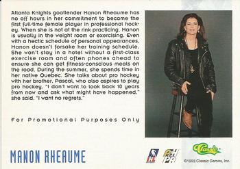 1993 Classic '93 Hockey Draft - Promos #NNO Manon Rheaume Back