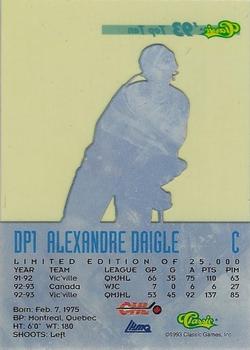 1993 Classic '93 Hockey Draft - Top Ten #DP1 Alexandre Daigle Back